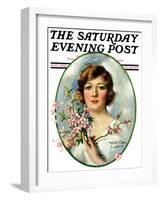 "Woman and Dogwood," Saturday Evening Post Cover, May 1, 1926-William Haskell Coffin-Framed Giclee Print