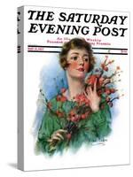 "Woman and Flowering Twigs," Saturday Evening Post Cover, May 21, 1927-William Haskell Coffin-Stretched Canvas