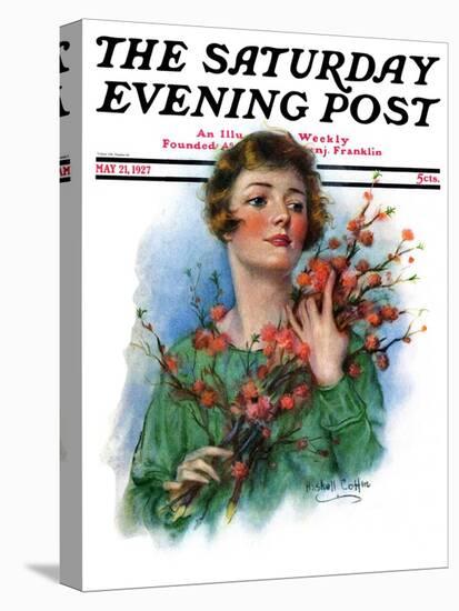 "Woman and Flowering Twigs," Saturday Evening Post Cover, May 21, 1927-William Haskell Coffin-Stretched Canvas