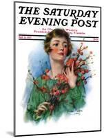 "Woman and Flowering Twigs," Saturday Evening Post Cover, May 21, 1927-William Haskell Coffin-Mounted Giclee Print