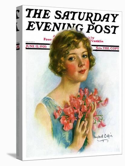 "Woman and Flowers," Saturday Evening Post Cover, June 12, 1926-William Haskell Coffin-Stretched Canvas