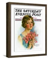 "Woman and Flowers," Saturday Evening Post Cover, June 12, 1926-William Haskell Coffin-Framed Giclee Print