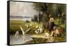 Woman and Geese; Madchen und Gansen-Adolf Ernst Meissner-Framed Stretched Canvas