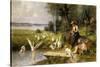 Woman and Geese; Madchen und Gansen-Adolf Ernst Meissner-Stretched Canvas