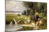 Woman and Geese-Ernst Meissner-Mounted Giclee Print