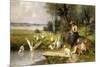 Woman and Geese-Ernst Meissner-Mounted Giclee Print