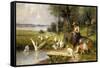 Woman and Geese-Ernst Meissner-Framed Stretched Canvas