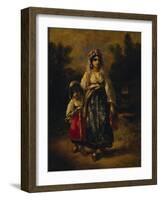 Woman and Girl, 1861 (Oil on Panel)-Narcisse Virgile Diaz de la Pena-Framed Giclee Print