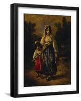 Woman and Girl, 1861 (Oil on Panel)-Narcisse Virgile Diaz de la Pena-Framed Giclee Print