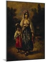 Woman and Girl, 1861 (Oil on Panel)-Narcisse Virgile Diaz de la Pena-Mounted Giclee Print