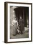 Woman and Girl with Sheepdog Outside a House, France-null-Framed Photographic Print