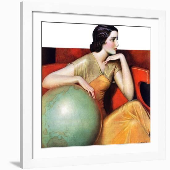 "Woman and Globe,"May 12, 1934-Wladyslaw Benda-Framed Giclee Print