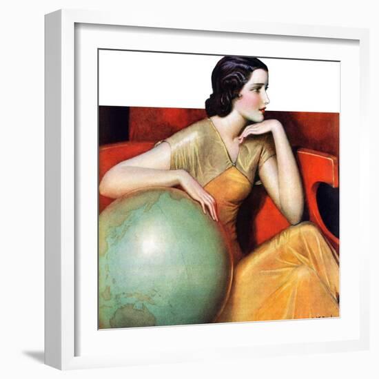 "Woman and Globe,"May 12, 1934-Wladyslaw Benda-Framed Giclee Print