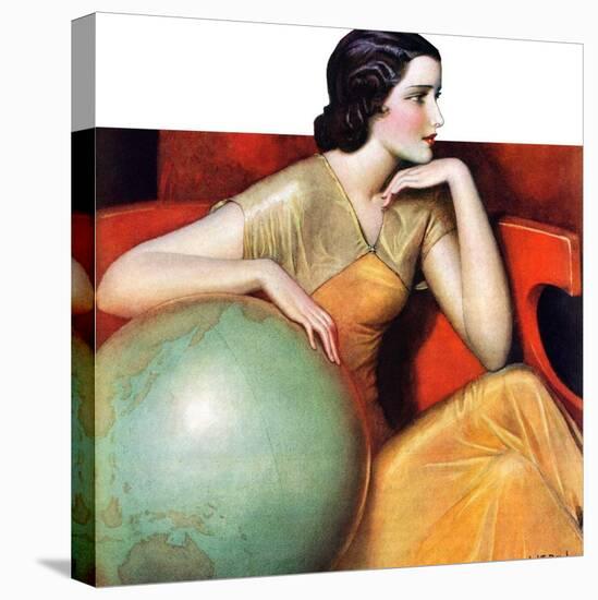 "Woman and Globe,"May 12, 1934-Wladyslaw Benda-Stretched Canvas