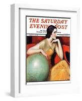 "Woman and Globe," Saturday Evening Post Cover, May 12, 1934-Wladyslaw Benda-Framed Giclee Print