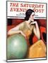 "Woman and Globe," Saturday Evening Post Cover, May 12, 1934-Wladyslaw Benda-Mounted Giclee Print