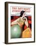 "Woman and Globe," Saturday Evening Post Cover, May 12, 1934-Wladyslaw Benda-Framed Giclee Print