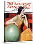 "Woman and Globe," Saturday Evening Post Cover, May 12, 1934-Wladyslaw Benda-Stretched Canvas