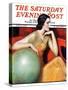 "Woman and Globe," Saturday Evening Post Cover, May 12, 1934-Wladyslaw Benda-Stretched Canvas