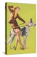 Woman and Great Dane-null-Stretched Canvas