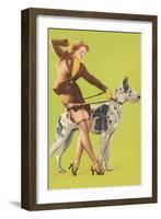 Woman and Great Dane-null-Framed Art Print