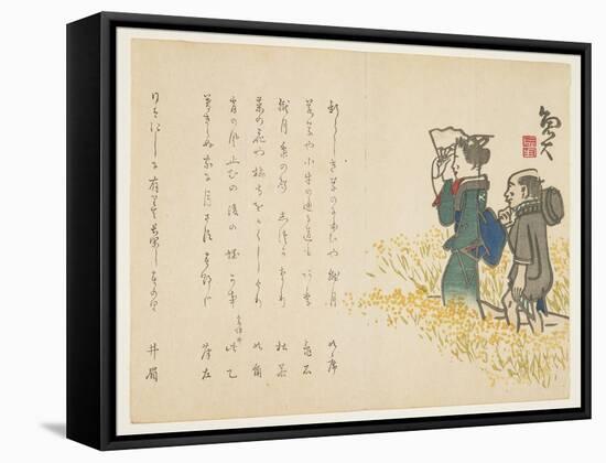 Woman and Her Attendant in Spring Field, C.1818-29-Sat? Gyodai-Framed Stretched Canvas