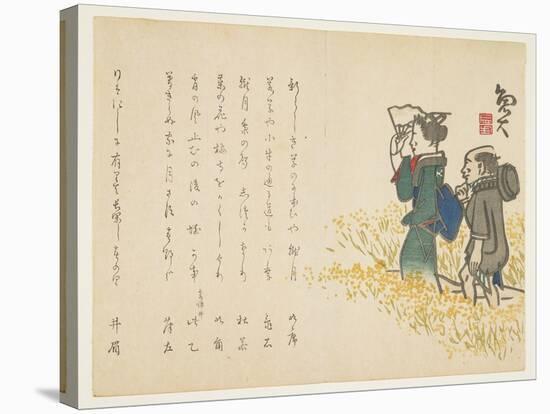 Woman and Her Attendant in Spring Field, C.1818-29-Sat? Gyodai-Stretched Canvas