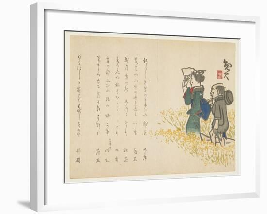 Woman and Her Attendant in Spring Field, C.1818-29-Sat? Gyodai-Framed Giclee Print