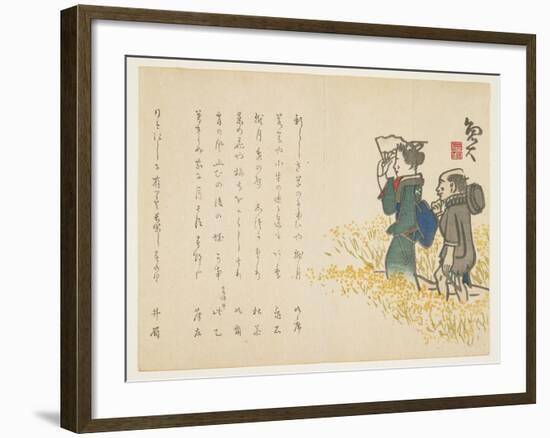 Woman and Her Attendant in Spring Field, C.1818-29-Sat? Gyodai-Framed Giclee Print