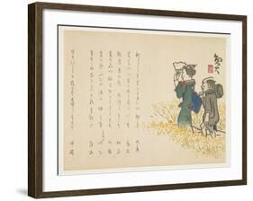 Woman and Her Attendant in Spring Field, C.1818-29-Sat? Gyodai-Framed Giclee Print