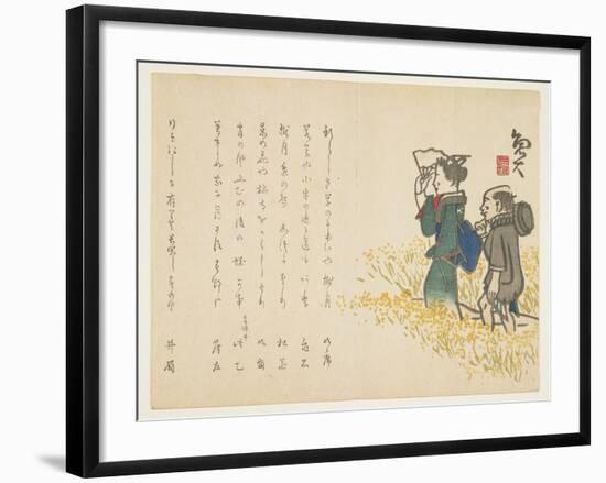 Woman and Her Attendant in Spring Field, C.1818-29-Sat? Gyodai-Framed Giclee Print