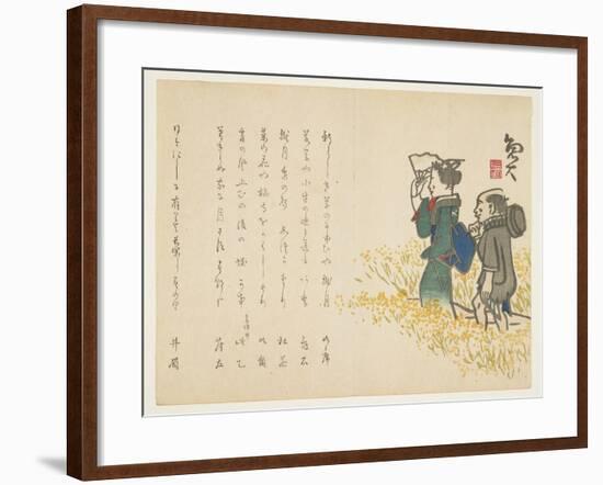 Woman and Her Attendant in Spring Field, C.1818-29-Sat? Gyodai-Framed Giclee Print