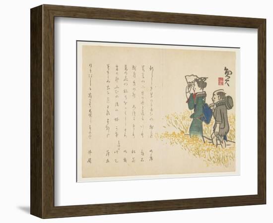 Woman and Her Attendant in Spring Field, C.1818-29-Sat? Gyodai-Framed Giclee Print