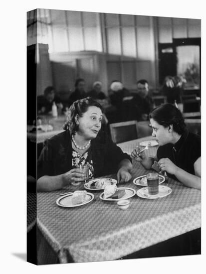Woman and Her Daughter Eating in a Restaurant-Lisa Larsen-Stretched Canvas
