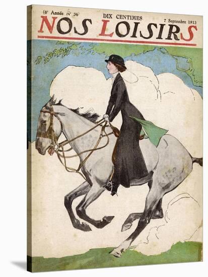 Woman and Her Daughter Go out for a Ride on Their Horses-Stanley Lloyd-Stretched Canvas