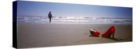 Woman and High Heels on Beach, California, USA-null-Stretched Canvas
