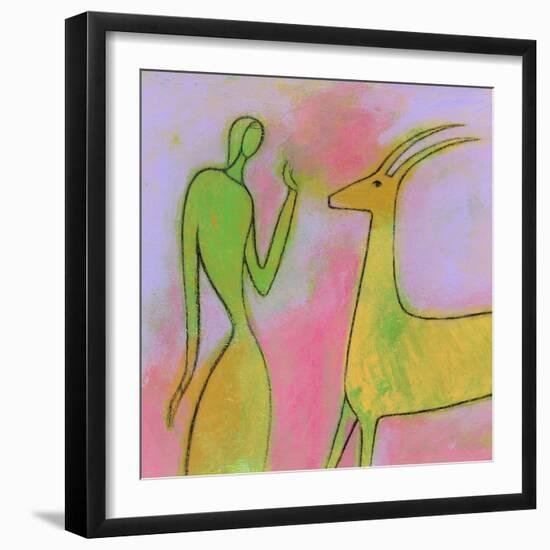 Woman and Impala-Marie Bertrand-Framed Giclee Print