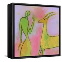 Woman and Impala-Marie Bertrand-Framed Stretched Canvas