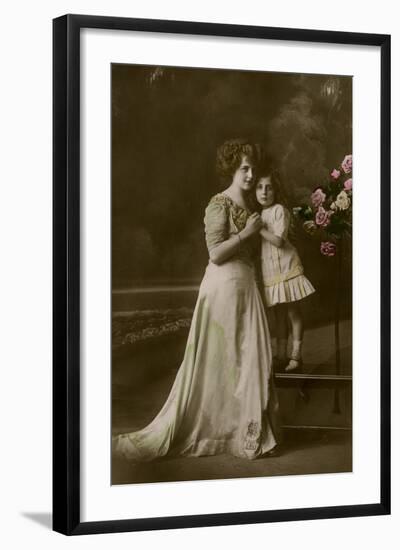 Woman and Little Girl in Studio-null-Framed Photographic Print