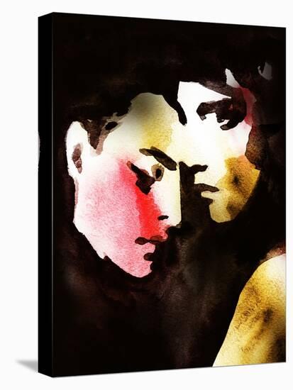 Woman and Man .Abstract Watercolor .Fashion Background-Anna Ismagilova-Stretched Canvas