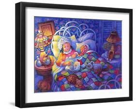 Woman and Man Asleep with Book and Cats-Bill Bell-Framed Giclee Print