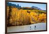 Woman And Man Enjoy Fall Bliss On SUP Boards Near Telluride, Colorado In Autumn, San Juan Mts-Ben Herndon-Framed Photographic Print