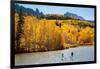 Woman And Man Enjoy Fall Bliss On SUP Boards Near Telluride, Colorado In Autumn, San Juan Mts-Ben Herndon-Framed Photographic Print