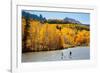 Woman And Man Enjoy Fall Bliss On SUP Boards Near Telluride, Colorado In Autumn, San Juan Mts-Ben Herndon-Framed Photographic Print