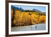 Woman And Man Enjoy Fall Bliss On SUP Boards Near Telluride, Colorado In Autumn, San Juan Mts-Ben Herndon-Framed Photographic Print