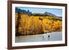 Woman And Man Enjoy Fall Bliss On SUP Boards Near Telluride, Colorado In Autumn, San Juan Mts-Ben Herndon-Framed Photographic Print