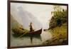 Woman and Man in Fjord Landsacape-Hans Dahl-Framed Giclee Print