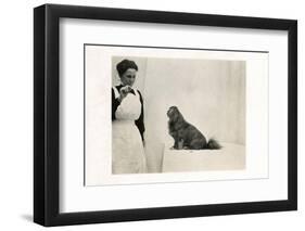 Woman and Pekingese Dog-null-Framed Premium Photographic Print