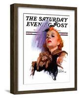 "Woman and Pekingese," Saturday Evening Post Cover, March 13, 1937-Tom Webb-Framed Giclee Print