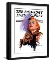 "Woman and Pekingese," Saturday Evening Post Cover, March 13, 1937-Tom Webb-Framed Giclee Print